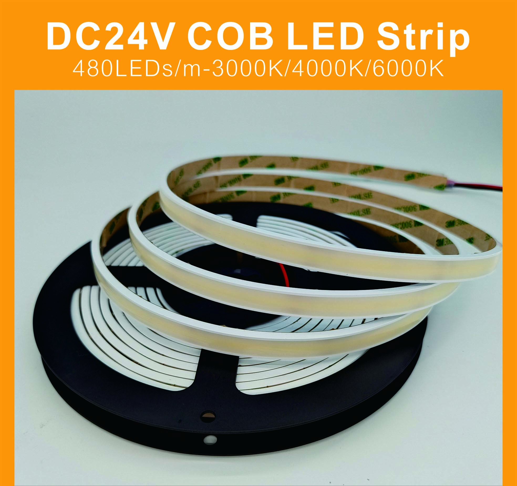 暖白COB灯带 24v低压防水LED柔性软灯条家装客厅吊顶_asiagame集团