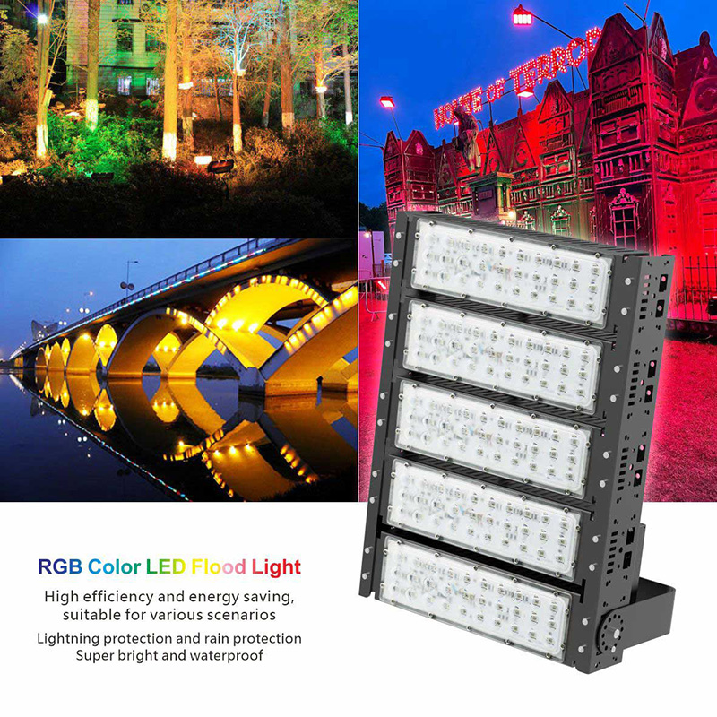 led彩色投光灯 带遥？？250W变色RGB泛光灯游乐园公园景观户外照明_asiagame集团