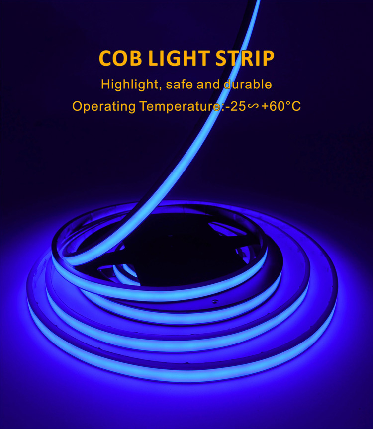 24V低压COB硅胶灯带 蓝色8毫米宽 LED 灯条_asiagame集团