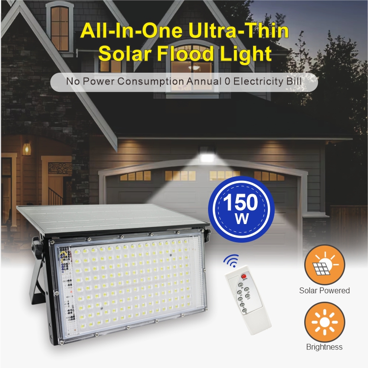 超薄户外太阳能 150W LED泛光灯太阳能庭院灯_asiagame集团